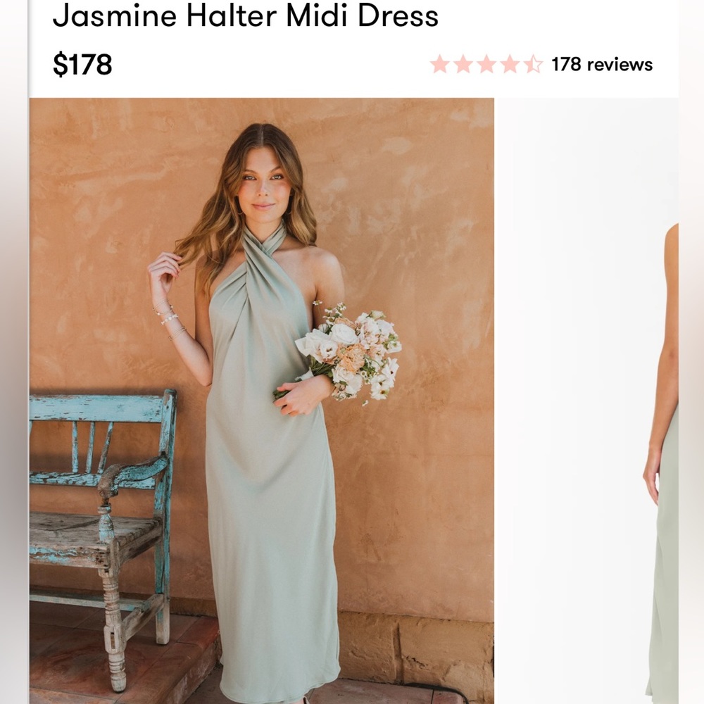 Show Me Your Mumu Halter Bridesmaid Dress in Moss Green